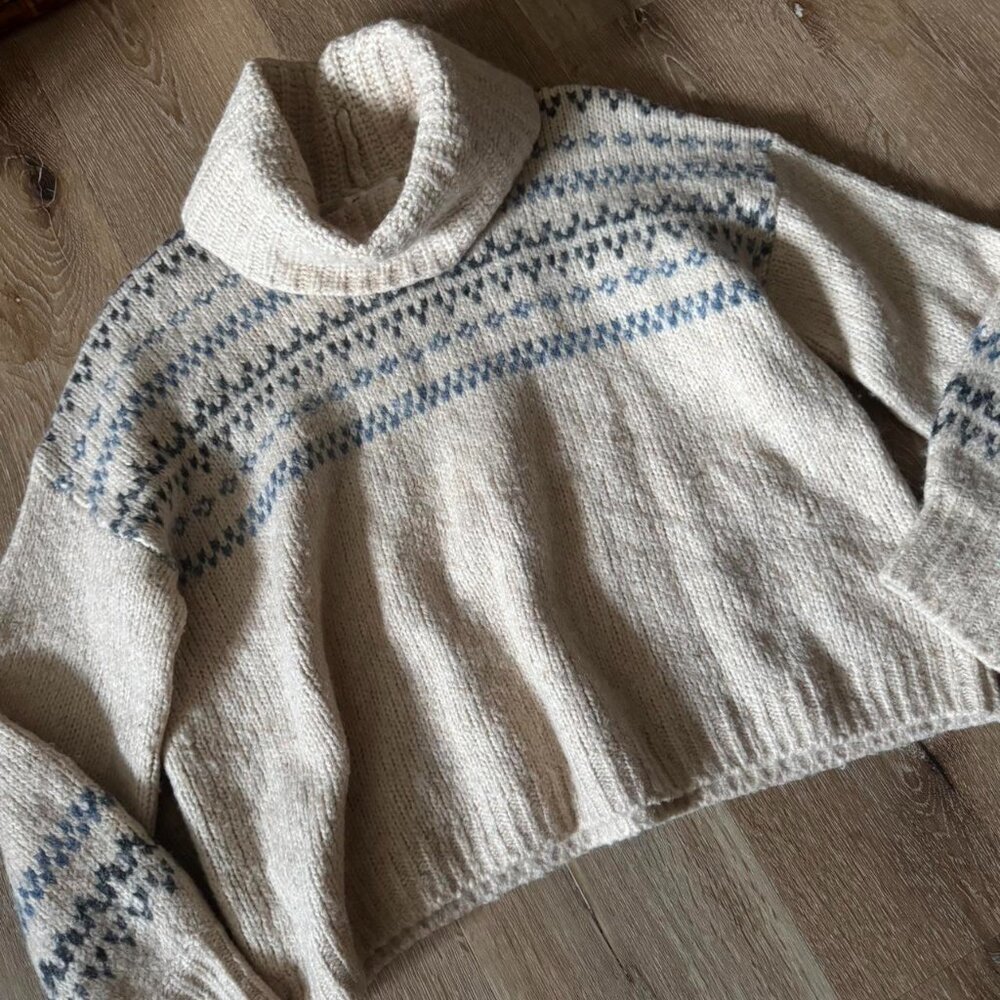 Madewell Wool Blend Cream and blue vintage Apres Ski Vibes Size S